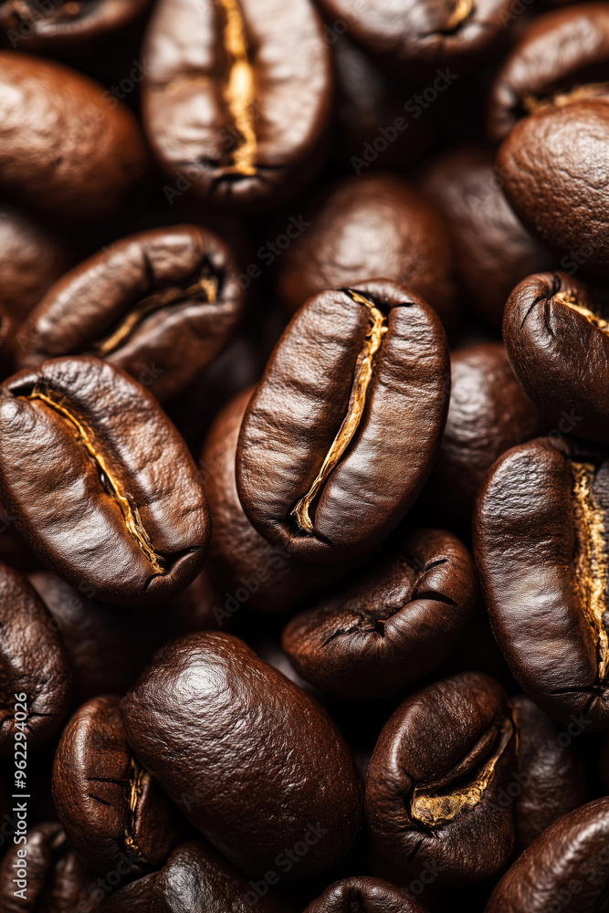 Close-up of coffee beans stacked together Close-up of coffee beans stacked together