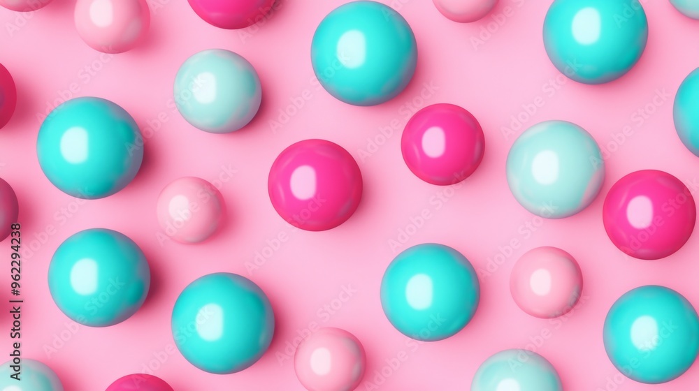 Colorful Spheres on Pink Background Colorful Spheres on Pink Background