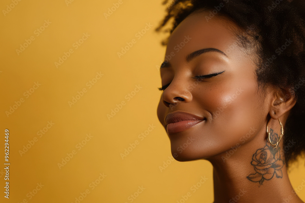 a close up of a black woman's face a close up of a black woman's face
