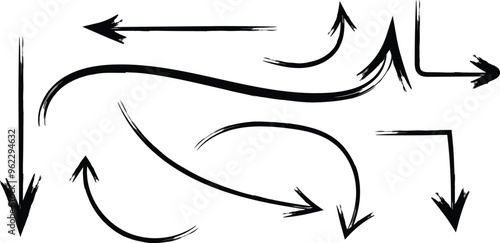 hand drawn set of black arrow sign