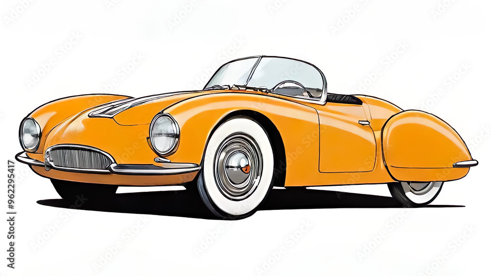 Yellow retro sports car on a white background Yellow retro sports car on a white background