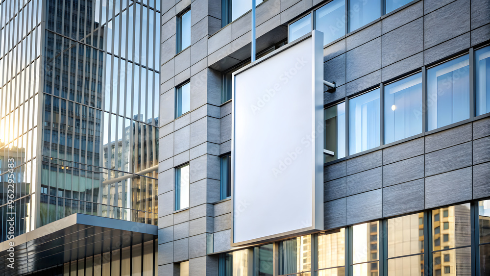 Blank white billboard on modern office building. Mock up, 3D Rendering Blank white billboard on modern office building. Mock up, 3D Rendering