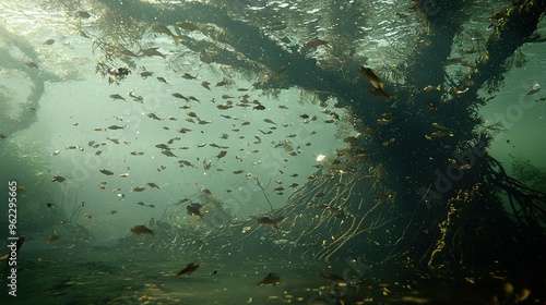 Wallpaper Mural   A pond filled with aquatic flora and diverse marine life thriving beneath the surface Torontodigital.ca