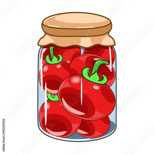 Glass jar with marinated tomatoes vector illustration 