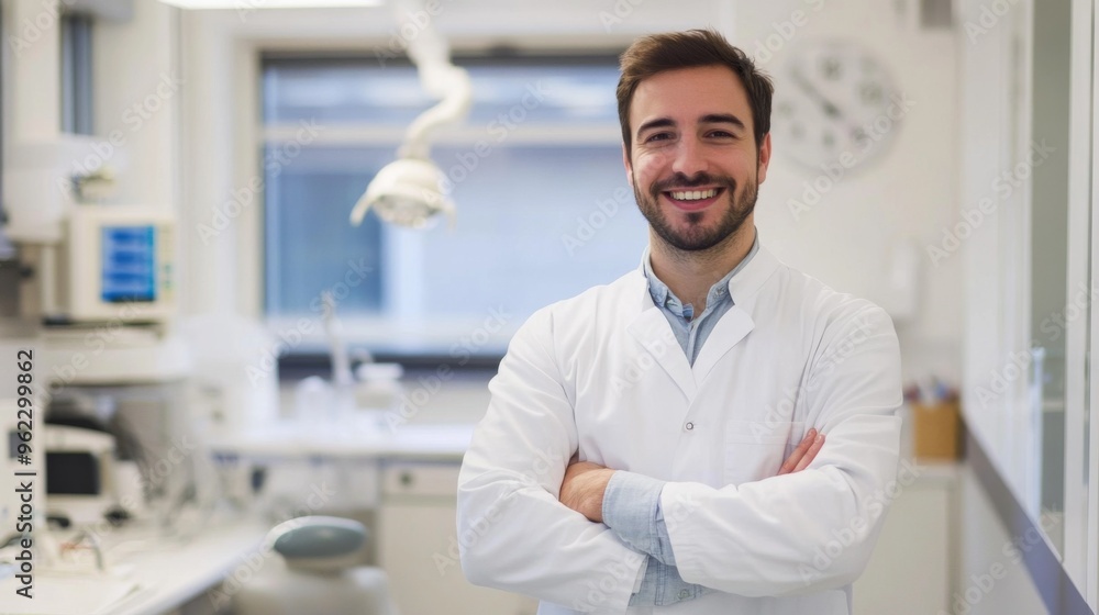 Smiling Dentist in Modern Clinic Smiling Dentist in Modern Clinic