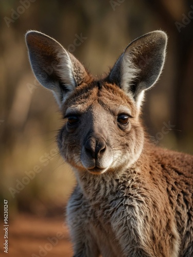 A sweet kangaroo on a light brown background, captured in ultra HD resolution.