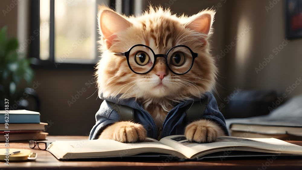 adorable cat with glasses in a comic book, manga, or animation style
adorable cat with glasses in a comic book, manga, or animation style