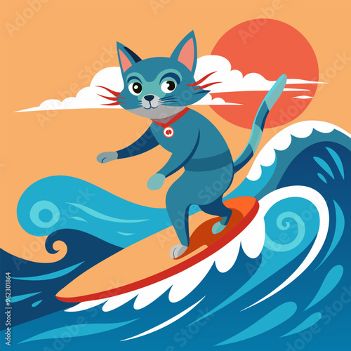 Vacation at sea: amazing adventures of a cat-surfer who conquers the waves of summer!
