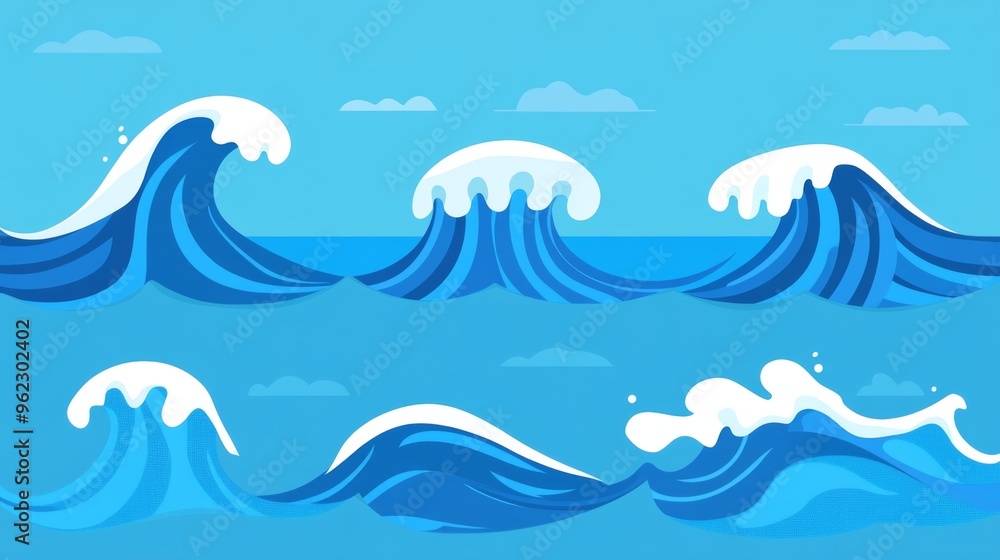 Vibrant Ocean Waves Illustration Vibrant Ocean Waves Illustration