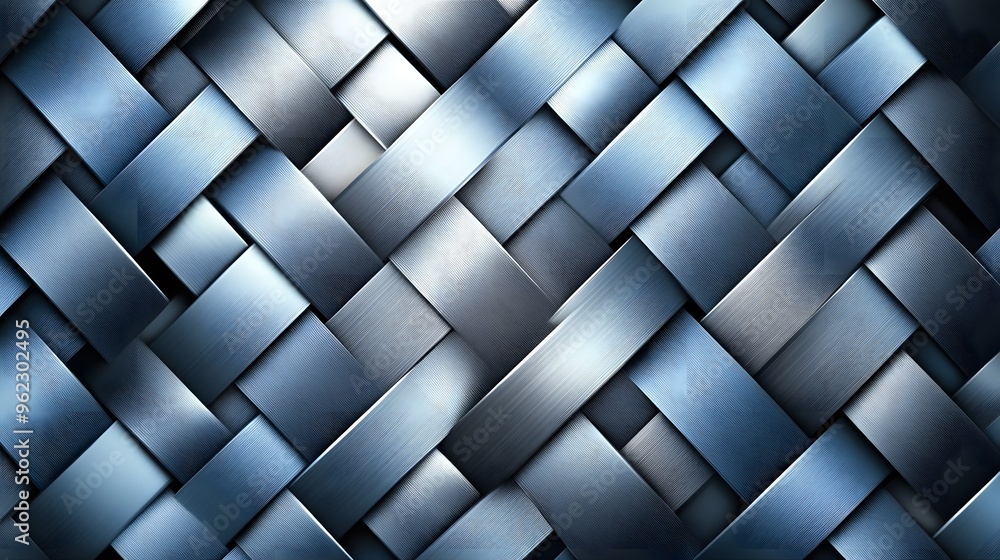 Fototapeta premium Gradient, Shapes, Waves, Silver and Blue, Abstract Image, Texture, Pattern Background, Wallpaper, Cover and Screen for Smartphone, PC, Laptop, 9:16 and 16:9 Format