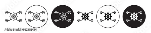 Stakeholders vector icon set black filled and outlined style. photo