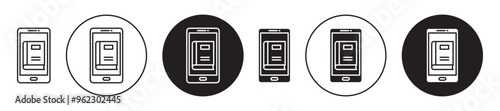 Ebook vector icon set black filled and outlined style.