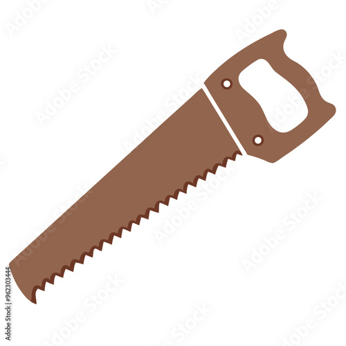 Illustration of a brown hand saw on a white background