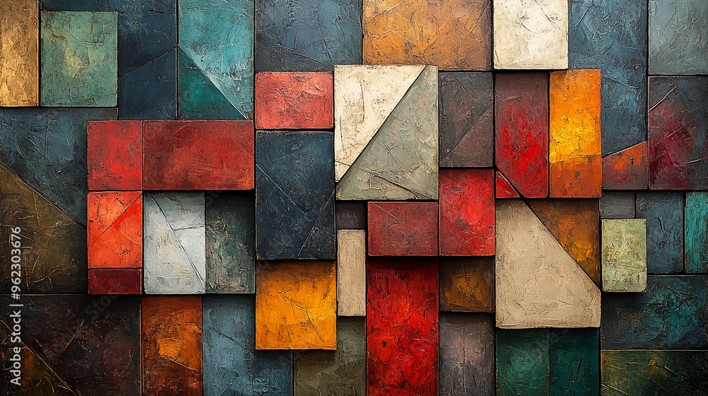A Captivating Life Painting Featuring Fragmented Geometric Shapes for Modern Art Enthusiasts A Captivating Life Painting Featuring Fragmented Geometric Shapes for Modern Art Enthusiasts