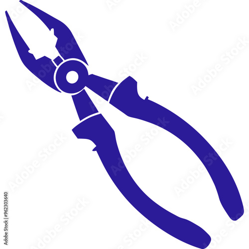 A blue silhouette of a pair of pliers with insulated handles