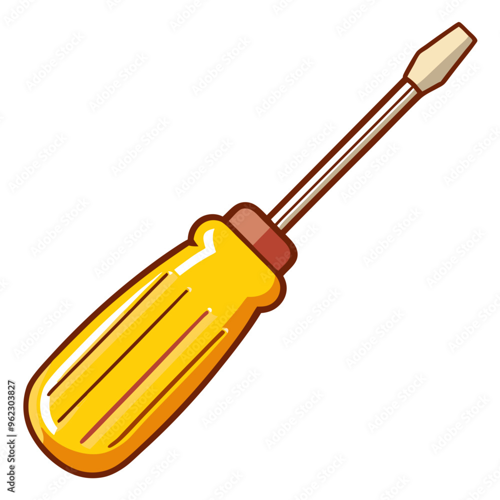 Fototapeta premium Illustration of a flat-head screwdriver with a yellow and red handle