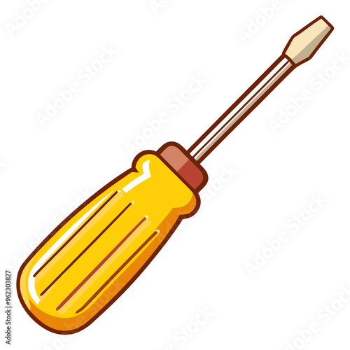 Illustration of a flat-head screwdriver with a yellow and red handle