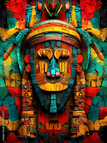 Intricate Traditional Mask Collage, West Africa