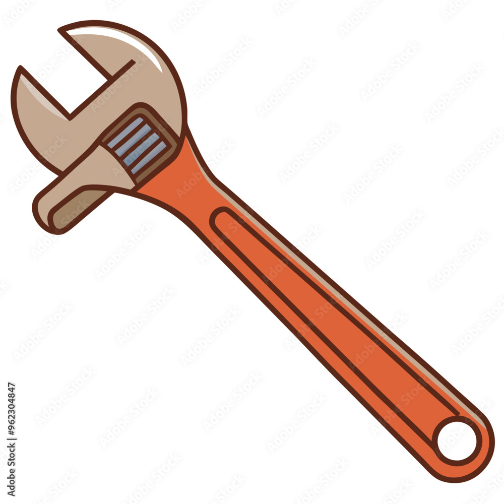 Illustration of a red adjustable wrench on a white background Illustration of a red adjustable wrench on a white background