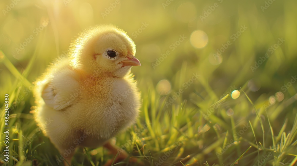 A Cute Little Chick in the Grass A Cute Little Chick in the Grass