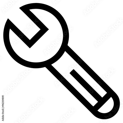 Black and white icon of a wrench