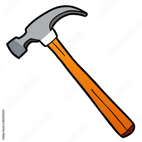 Clipart of a hammer with a metal head and a brown wooden handle