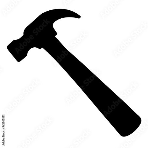 Silhouette of a claw hammer on a white background