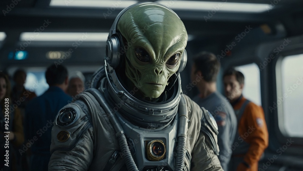 An alien dressed in a space suit. An alien dressed in a space suit.