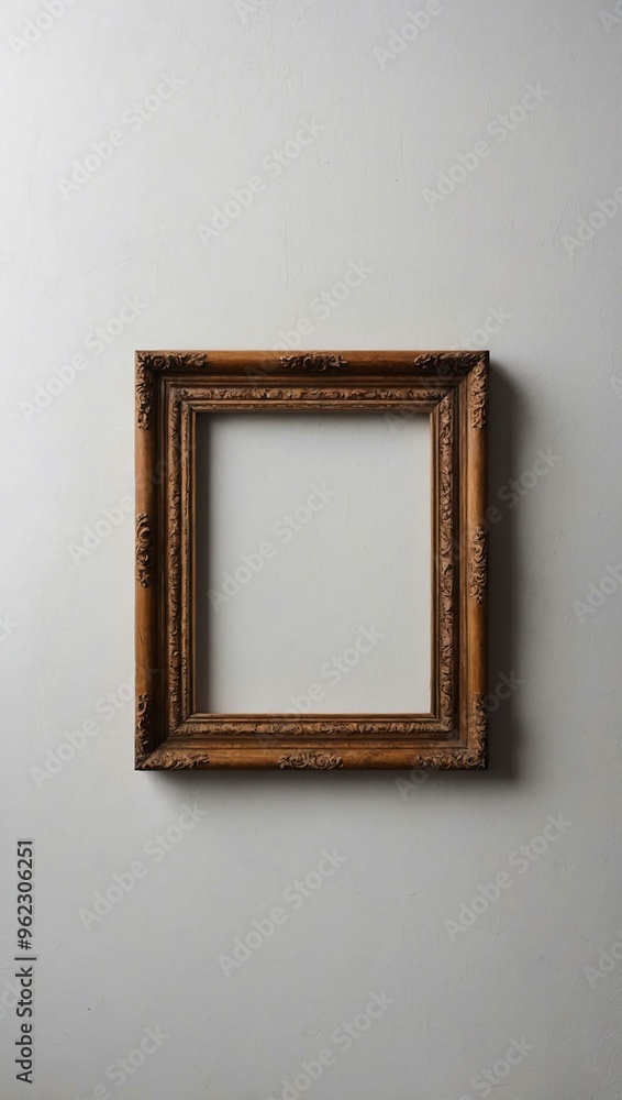 An empty wooden frame against a white backdrop, perfect for adding text or design.