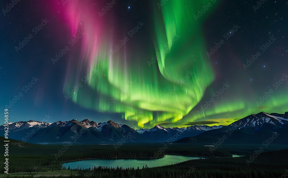 an auroral dreamscape, over a mountain range, otherworldly panorama that enchants the viewers an auroral dreamscape, over a mountain range, otherworldly panorama that enchants the viewers