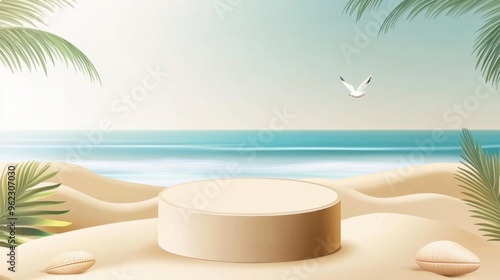 Serene Beach Scene with Platform