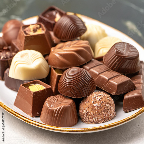 An assortment of white and dark brown chocolate in a layer World Chocolate Day4 photo