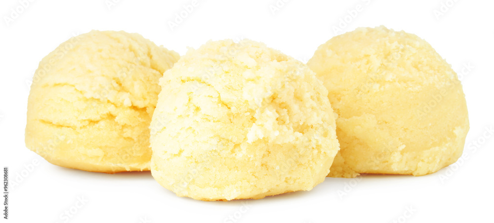 Scoops of melon sorbet isolated on white Scoops of melon sorbet isolated on white