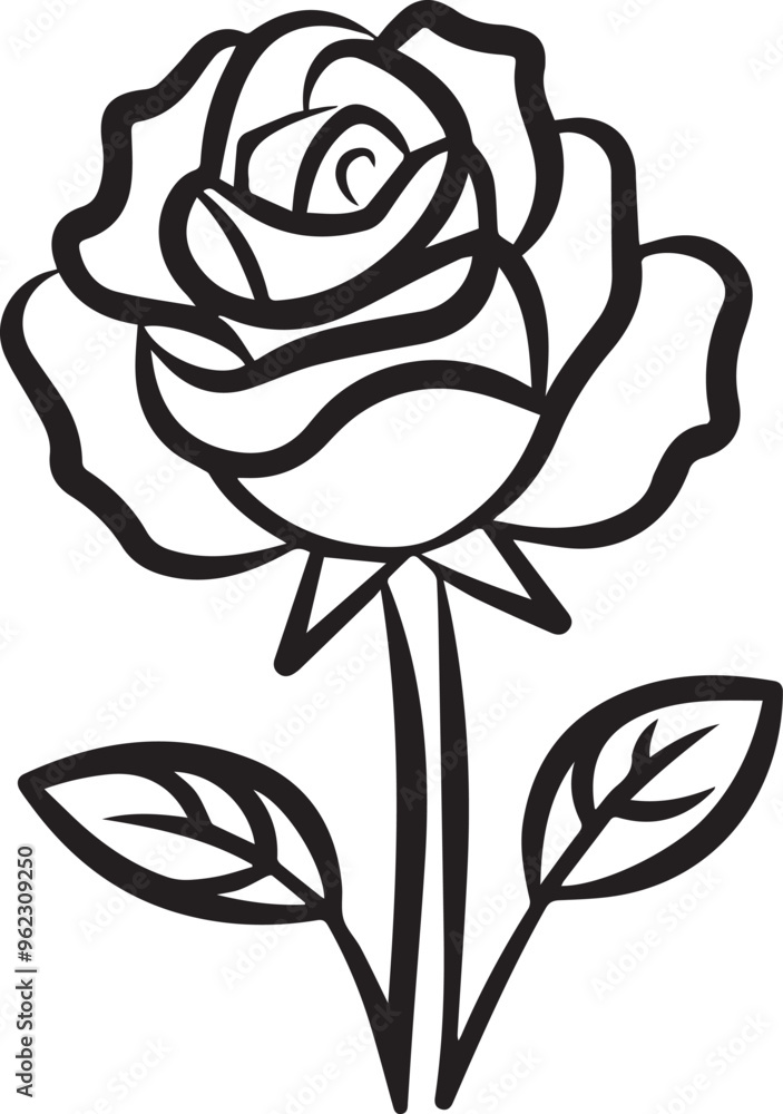 Black Rose Bouquet Silhouette with Detailed Leaves – Vector Illustration Black Rose Bouquet Silhouette with Detailed Leaves – Vector Illustration
