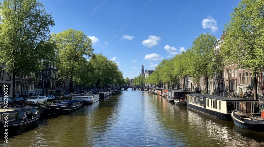Fototapeta premium Scenic Canal View in Amsterdam