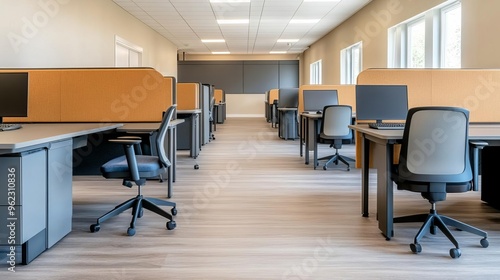 Co-working area with communal workstations, creative zones, and private meeting rooms, supporting diverse work styles