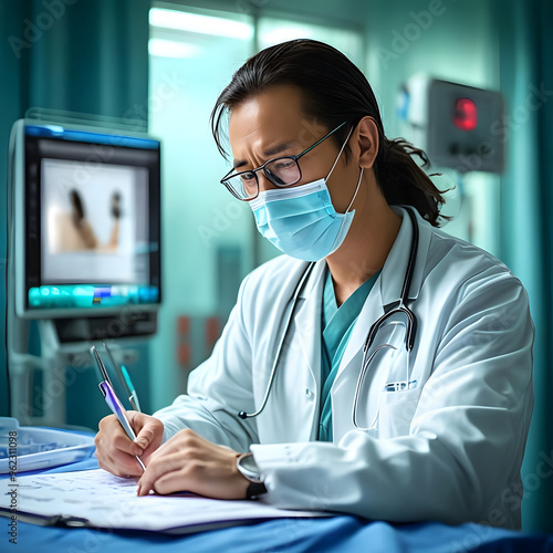 doctor looking at reports
