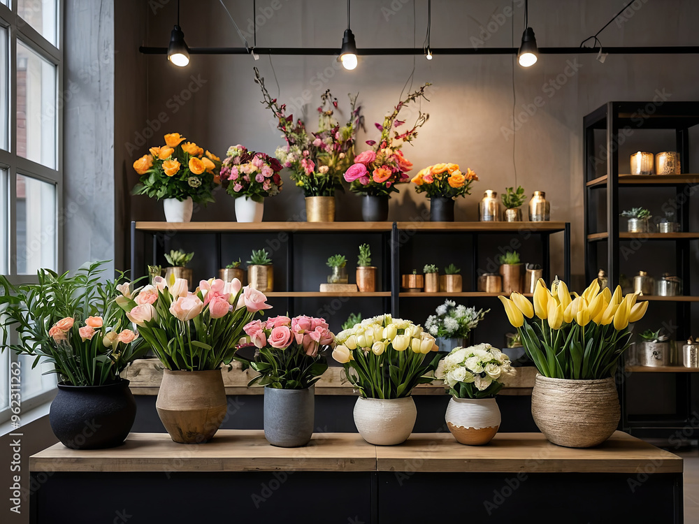 Fototapeta premium a assortment of beautiful, original goods for interior for a flower store