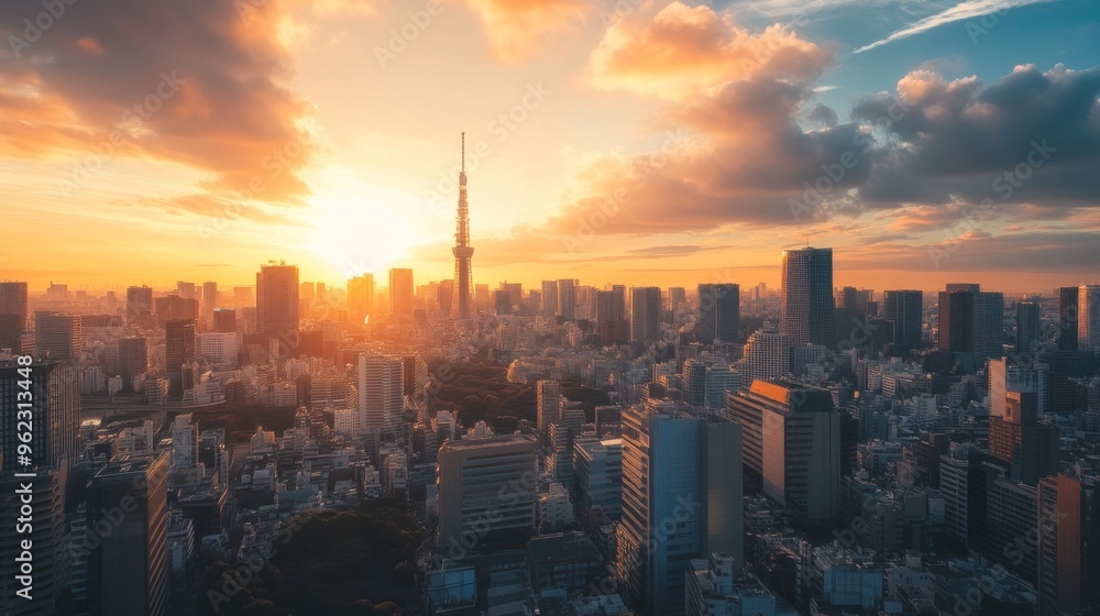 Fototapeta premium Tokyo Skyline at Sunset