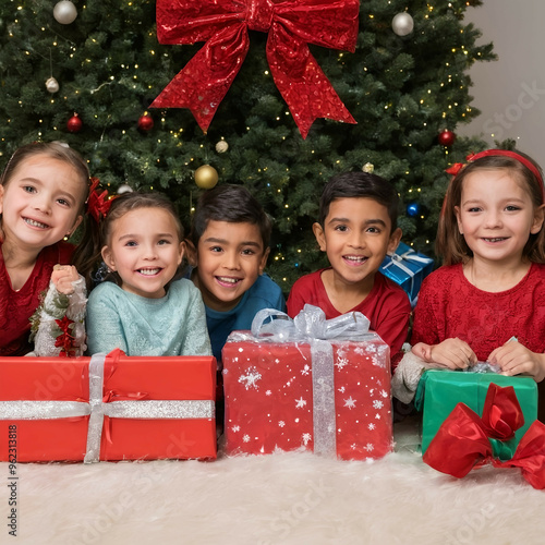 children with christmas presents