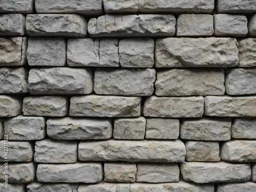 Close-up of rough white stone wall texture with rustic gray undertones.