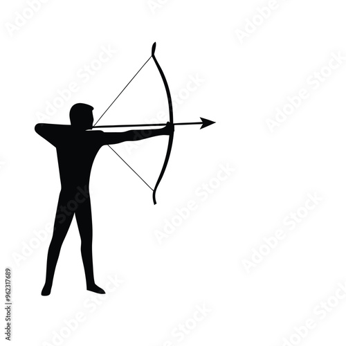 a man Archery Vector silhouette illustration,  isolated white background 