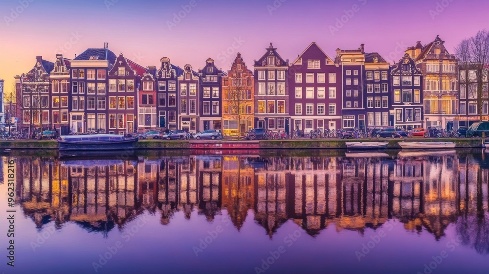 Fototapeta premium Reflections of Amsterdam at Dusk