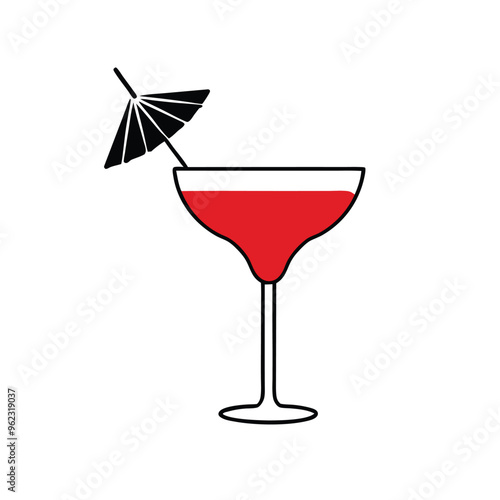 a Margarita and Daiquiri Glass silhouette illustration,  isolated white background