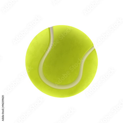 Tennis ball 3D illustration on a white background. Yellow ball realistic icon vector. The tennis ball with fuzzy texture
