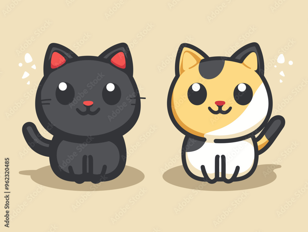 Cute cartoon cats. Vector illustration in a flat style Cute cartoon cats. Vector illustration in a flat style