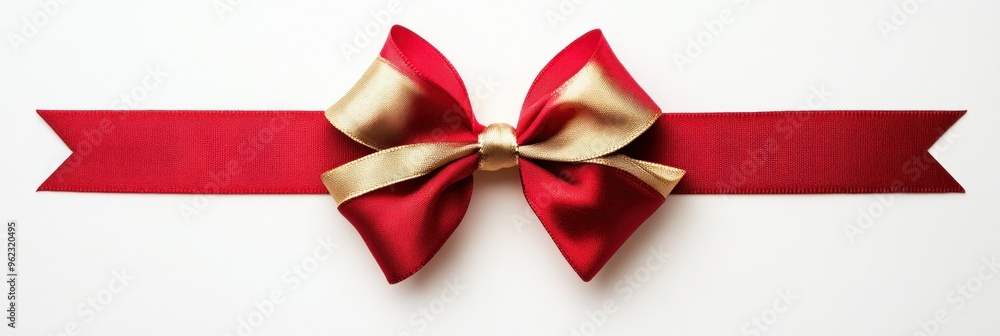 Red and Gold Ribbon Bow on White Background Red and Gold Ribbon Bow on White Background