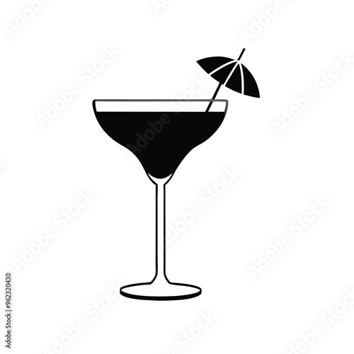 a Margarita and Daiquiri Glass silhouette illustration,  isolated white background
