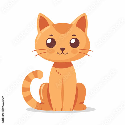 Cute cartoon cat. Vector illustration in a flat style on a light background.