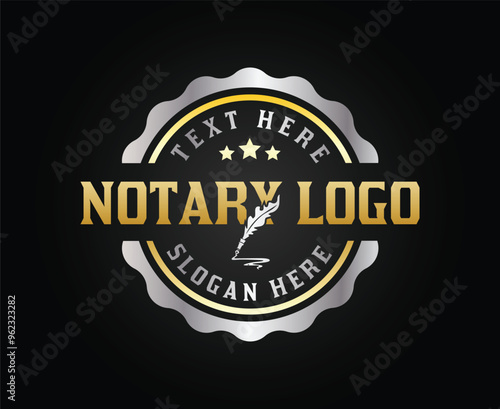 Notary logo design vector pen emblem
